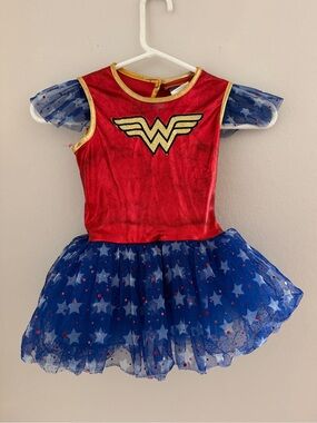 Disney Wonder Woman Style Red and Blue Girls Costume Dress with Cape